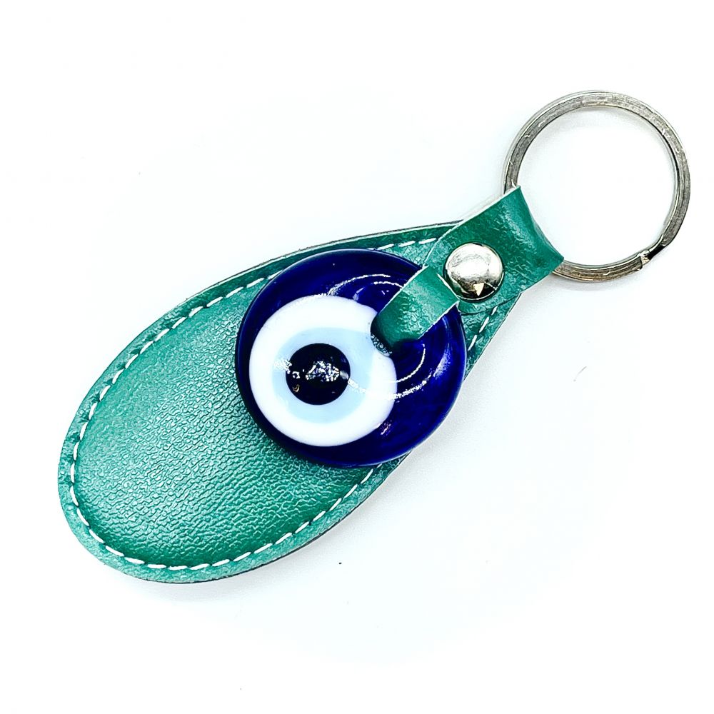 Evil Eye Leather Keychain - Various Colors - 1 pc