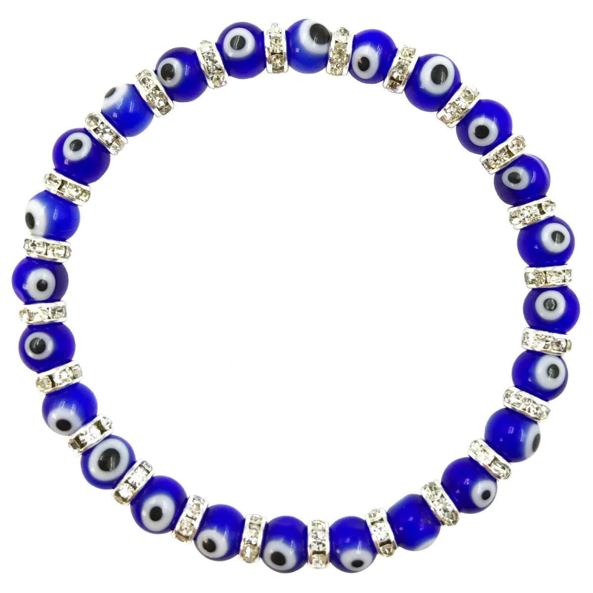 Stretch Evil Eye Small Beaded Bracelet With Zirconium Crystals Blue Greek Market