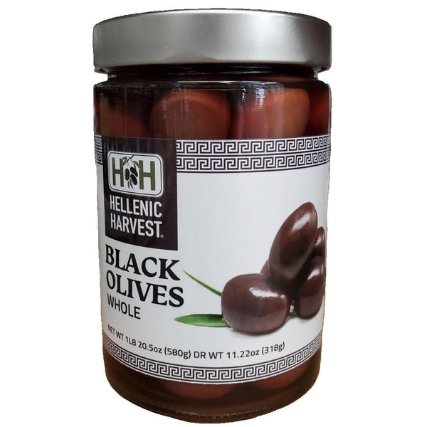 Greek Black Olives - Hellenic Harvest - 580 gr jar