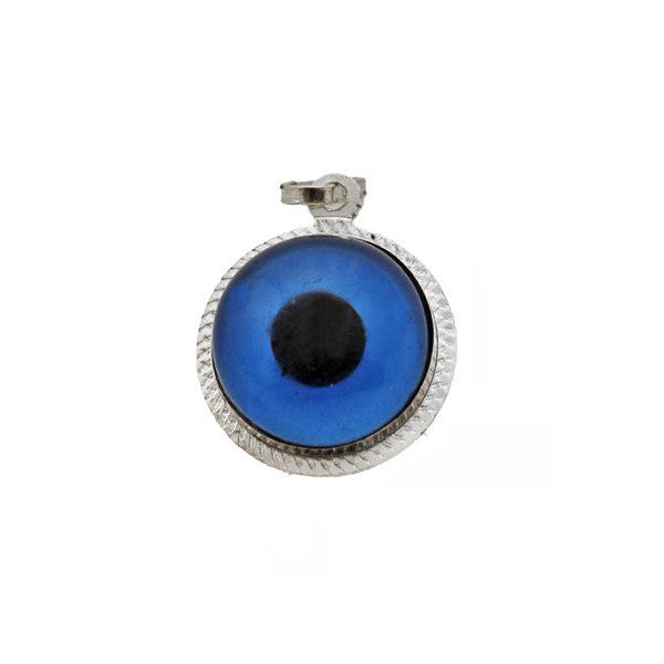 Eye Charm, 0.4'' (10mm), Glass with Silver - 1 pc.