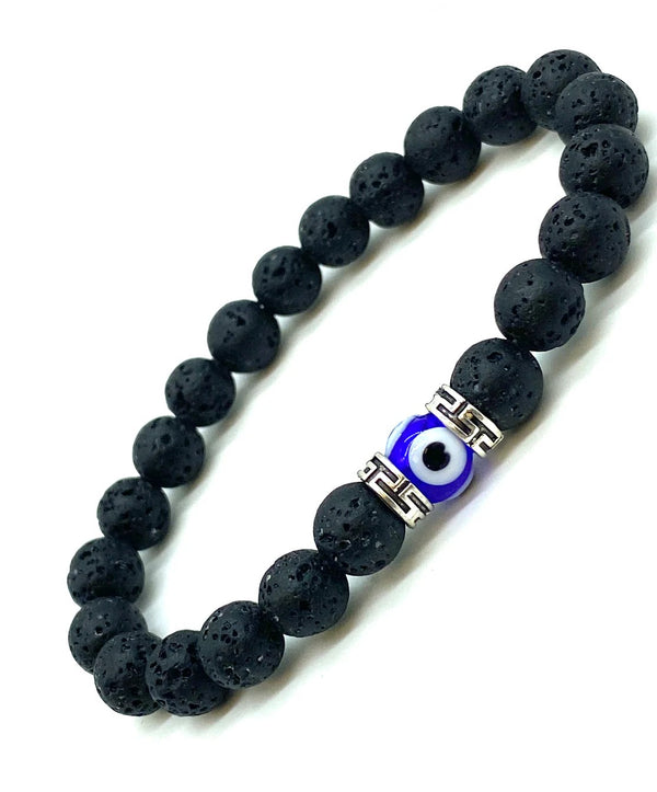 Beaded Evil Eye Bracelet - Lava Evil Eye - 1 pc