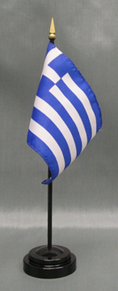 Greek Flag With Stand - Small - 4'' x 6'' - 1 pc