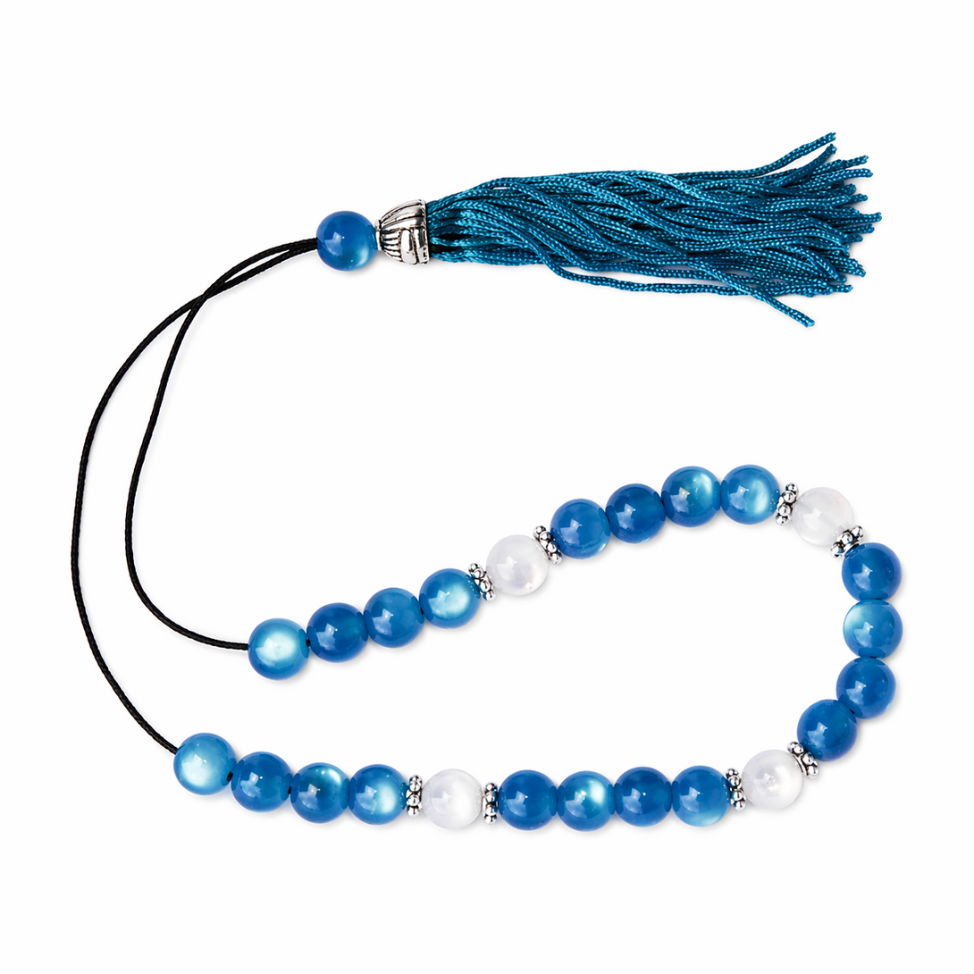 Worry Beads With Tassel - Blue and White with Blue Tassel - 1 pc ...