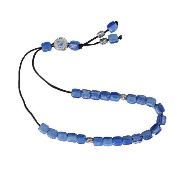 Worry Beads - Classic - Blue With Greek Flag Charm  - 1 pc.