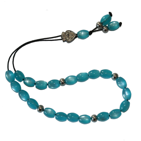 Worry Beads - Classic - Transparent Turquoise With Metal Beads - 1 pc.