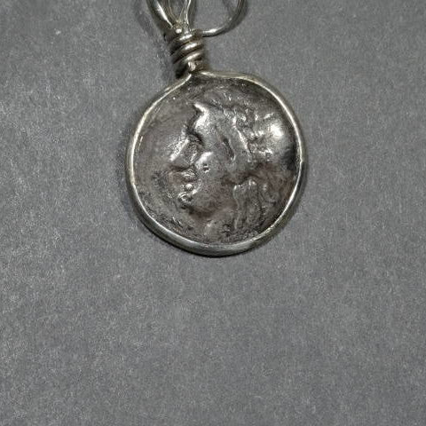 Greek Bronze Coin Pendant - Head of Apollo - 1 pc