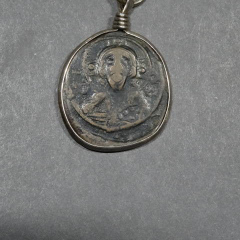 Byzantine Bronze Coin Pendant - Bust of Christ - 1 pc