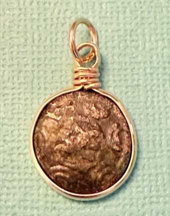 Greek Bronze Coin Pendant - Macedon Shield - 1 pc