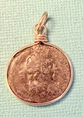 Greek Bronze Coin Pendant - Head of Apollo - 1 pc