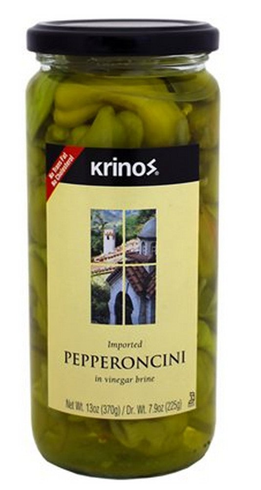 Pepperoncini In Brine Krinos 13 oz jar Greek Market