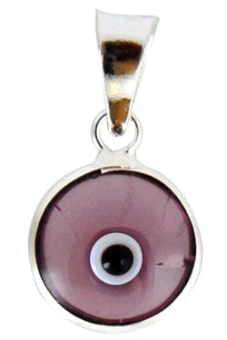 Silver Evil Eye Pendant - Transparent - Eggplant - 1 pc