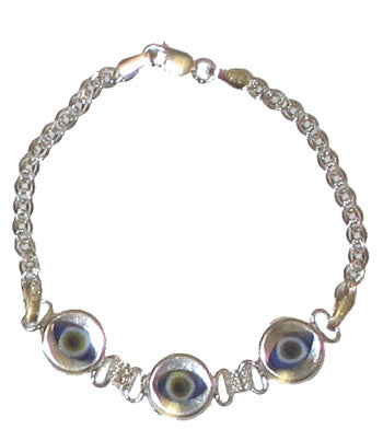 Children's Silver Evil Eye Bracelet - 6'' - Opaque Cobalt - 1 pc
