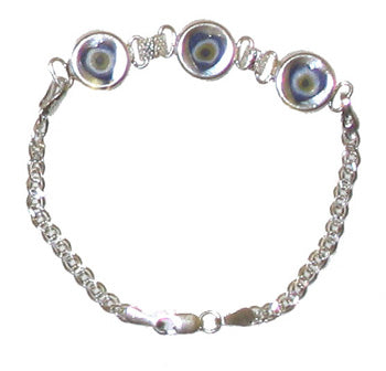 Children's Silver Evil Eye Heart Bracelet - 6'' - Opaque Cobalt - 1 pc