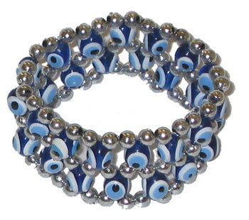 Children's Stretch Wrist-Covering Evil Eye Bracelet - Blue - 1 pc