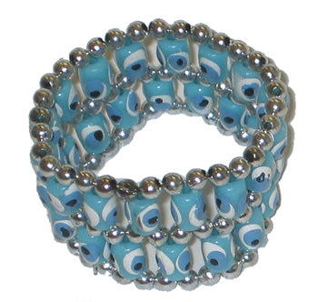 Children's Stretch Wrist-Covering Evil Eye Bracelet - Turquoise - 1 pc