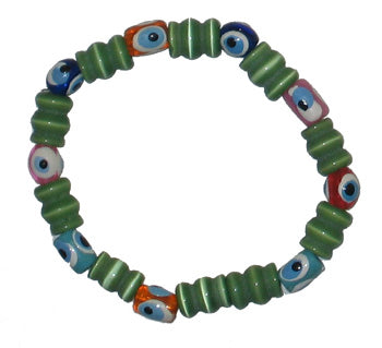 Children's Multi Colored Evil Eye Bracelet - Green - 1 pc