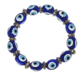 Dark Blue Lucky Eye Bracelet With Oval Beads - 1 pc