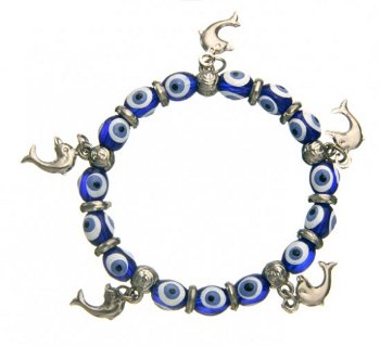 Dark Blue Lucky Eye Bracelet With Dolphin Charms - 1 pc