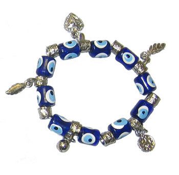 Dark Blue Lucky Eye Bracelet With Assortment Of Charms - 1 pc
