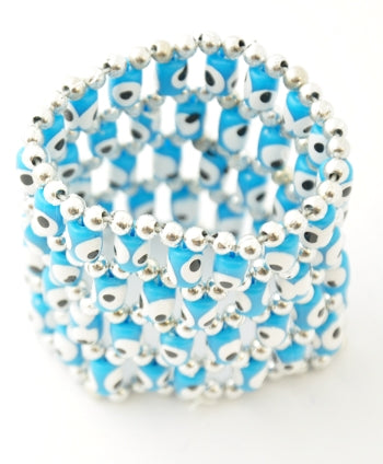 4-Layer Rowed Evil Eye Bracelet - Turquoise - 1 Pc