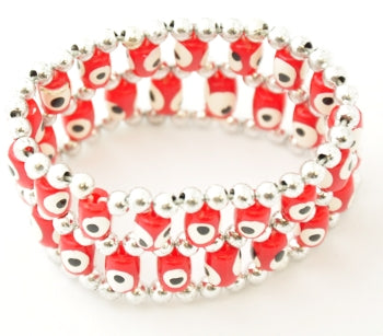 Children's Stretch Wrist-Covering Evil Eye Bracelet - Red - 1 pc