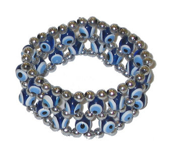 Double-Rowed Evil Eye Bracelet - Blue - 1 Pc