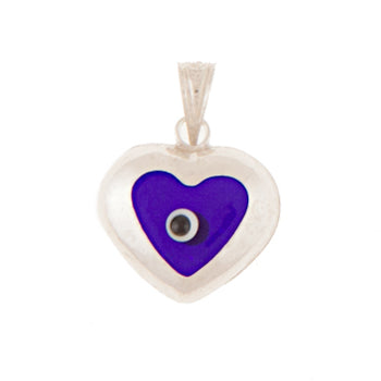 .925 Silver Evil Eye Heart Charm - Cobalt - 1 Pc