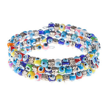 Evil Eye Wrap Around Bracelet - Multi Color - 1 pc