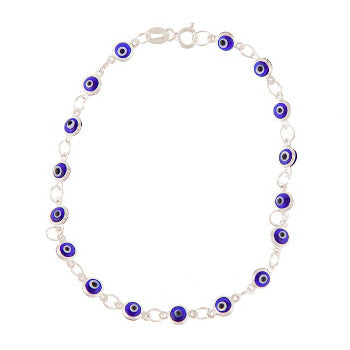 Designer Silver Evil Eye Bracelet - 7.5" - Cobalt - 1 pc