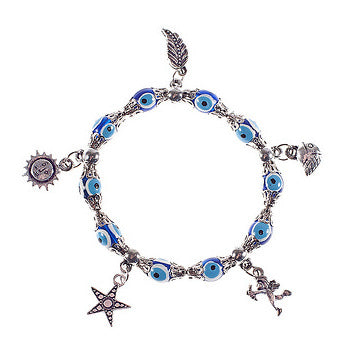 Lucky Eye Bracelet With Blue Eyes & Charms - 1 pc