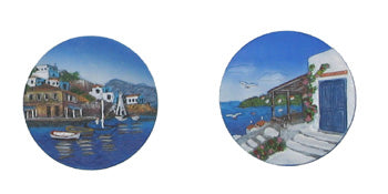 Magnet - Various Greek Island Scenes - Round - 1 pc