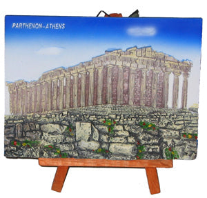 Ceramic Wall Plaque with Stand (Tripod) - Kavaleto (4''X6'') - Parthenon - 1 pc