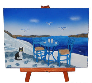 Ceramic Wall Plaque with Stand (Tripod) - Kavaleto (4''X6'') - Table & Cat - 1 pc