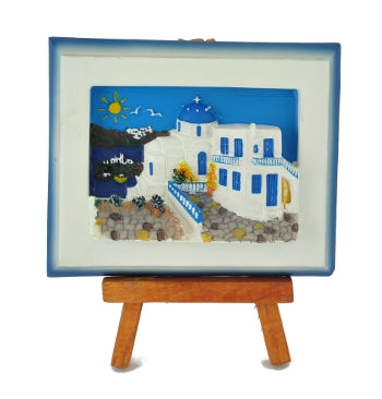 Ceramic Wall Plaque with Stand (Tripod) - Kavaleto (3'' X 3 1/2'') - Greek Church - 1 pc