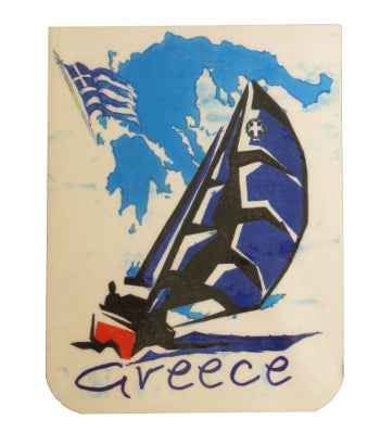 Greece Sticker - Sailboat & Flag - 1 pc