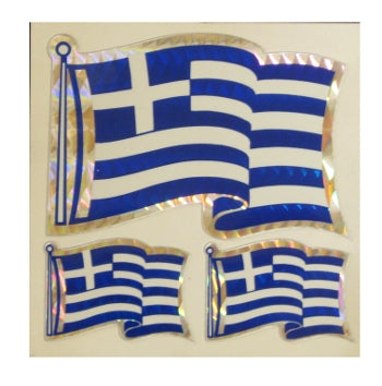 Greek Reflective Decals - 3 Greek Flags - 1 pc