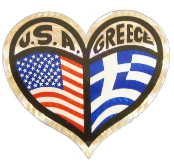 Greece Reflective Decal - Greek & American Flags - 1 pc