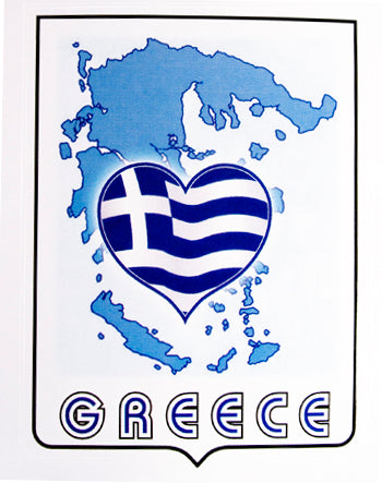 Greek Sticker - Greek Map and Heart - 1 pc