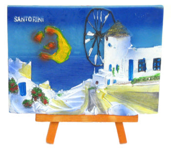 Ceramic Wall Plaque with Stand - Kavaleto (4 1-2'' x 5 1-2'') - Santorini - 1 pc
