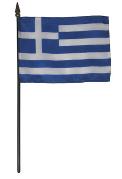 Greek Flag-Miniature 4" x 6" - With Staff - 1 pc