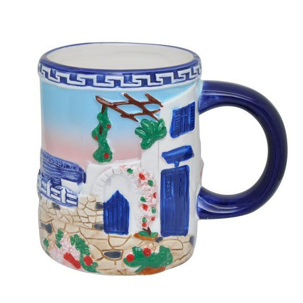 Ceramic Coffee Cup Greek Island Scene 1 pc Greek Market