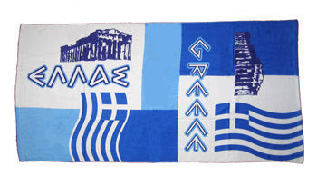 Greek Beach Towel - Parthenon.  Dimensions 28'' x 55''. - 1 pc