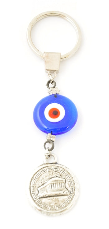 Lucky Eye Keychain & Charm - Parthenon & Greek Map Emblem - 1 pc