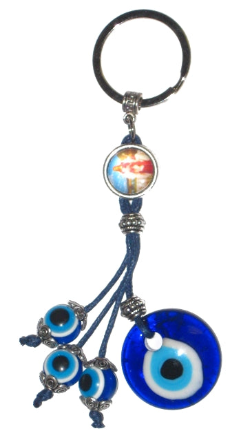 Lucky Eye Keychain With Religious Pendant - 1 pc