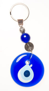 Large Lucky Eye Keychain With Spiral and Decorative Ball - 1 pc