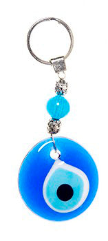 Large Lucky Eye Keychain With Turquoise Bead - 1 pc