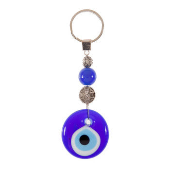 Lucky Eye Keychain With Spiral and Decorative Ball - 1 pc