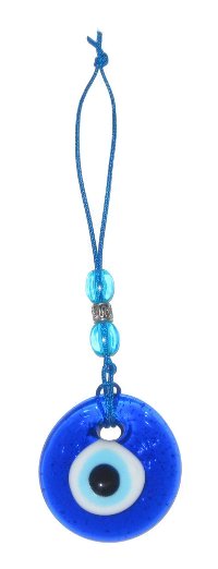 Hanging Lucky Eye Charm With Turquoise Beads - 1.5" - 1 pc