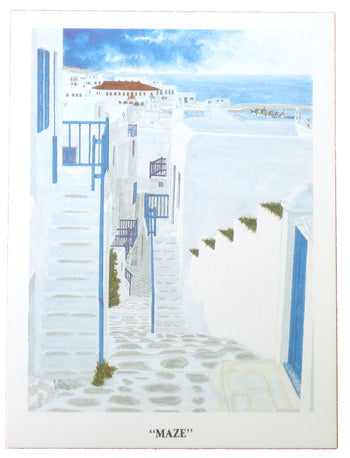 Greek Stationary Card - Apollon Art Gallery Of Mykonos - Maze - 1 pc