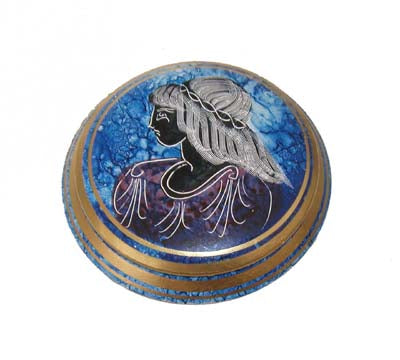 Ceramic Jewelry Holder - 4.75'' Diameter - Blue - 1 pc